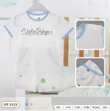 Bộ sơ sinh cộc tay cài vai in họa tiết Uala UR3525